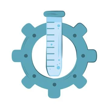 Bioengineering gear flask chemical Stock Illustration