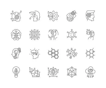 Bioengineering line icons, signs, vector set, outline illustration concept Stock Illustration