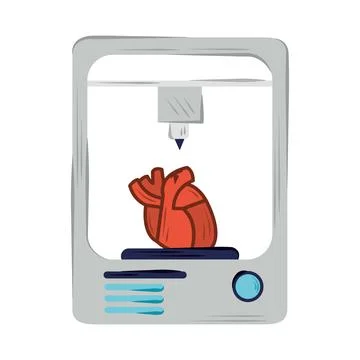 Bioengineering printer heart replicated Stock Illustration