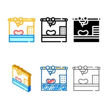Bioengineering printing organs on printer color icon vector variety Stock Illustration