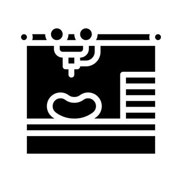 Bioengineering printing organs on printer glyph icon vector illustration Stock Illustration
