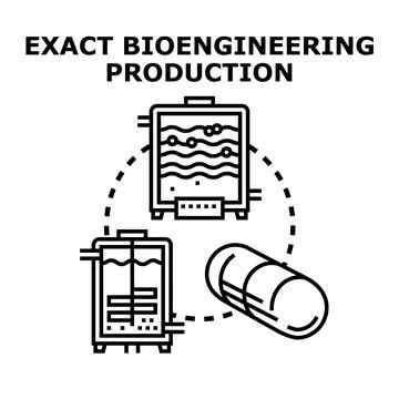 Bioengineering production process with scientific equipment illustration Stock Illustration