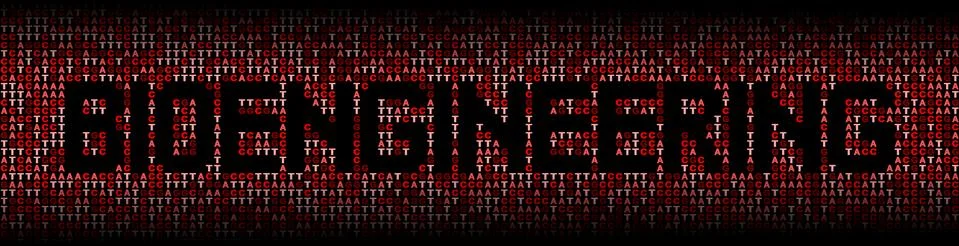 Bioengineering text on DNA genetic code background illustration Stock Illustration
