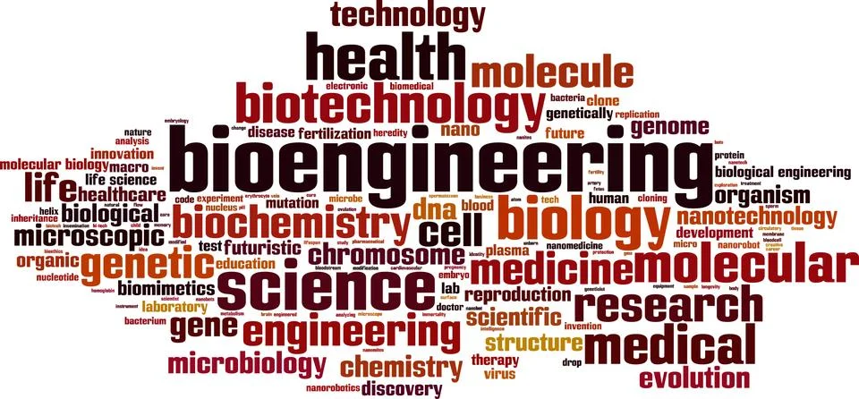 Bioengineering word cloud Stock Illustration