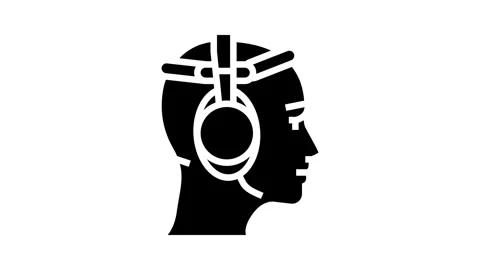 Biofeedback headset personalized health glyph icon animation Stock Footage 326144893