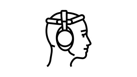 Biofeedback headset personalized health line icon animation Stock Footage 326125182