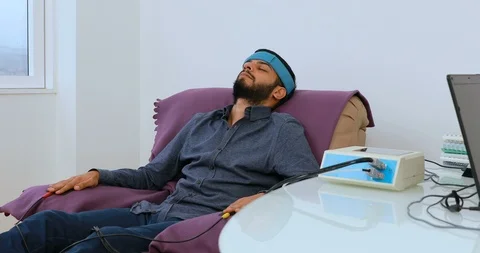 Biofeedback Theraphy Patient Being Tested Stock Footage 102240676