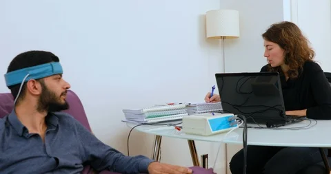 Biofeedback Theraphy Patient Being Tested Stock Footage 102241052