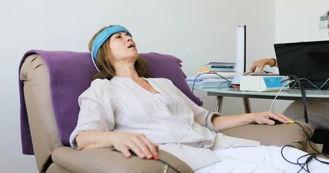 Biofeedback Theraphy Patient Being Tested Stock Footage 102320994