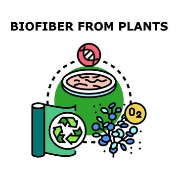 Biofiber from plants generating sustainable ecological material Stock Illustration