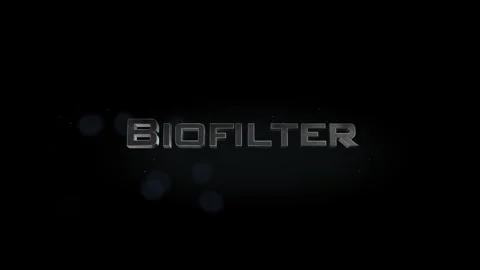 Biofilter title metal text on black alpha channel background Stock Footage 296261010