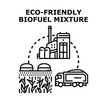 Biofuel mixture production process creating alternative energy Stock Illustration