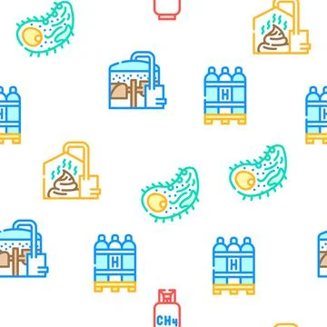Biogas Energy Fuel Vector Seamless Pattern Stock Illustration