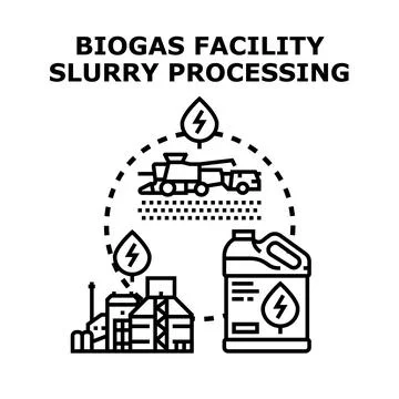 Biogas facility processing slurry for renewable energy production Stock-Illustration