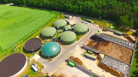 Biogas plant and farm. Stock Footage 76270553