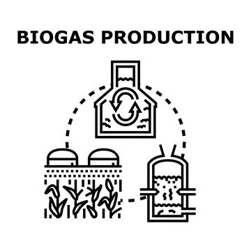 Biogas production process creating renewable energy Stock Illustration