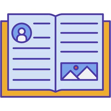 Biography book vector open autobiography text icon Stock Illustration