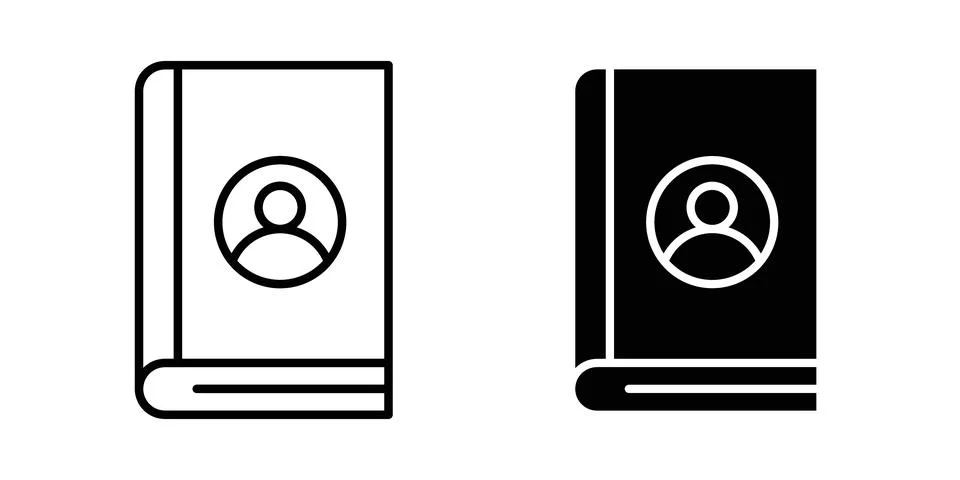 Biography icon solid, line, and editable vector set. Illustrazione stock