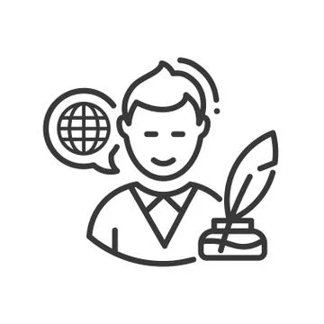 Biography - modern vector line design single icon. Stock Illustration