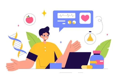 Biohack Vector Illustration Featuring Technological Processes of Biohacking.. 스톡 일러스트