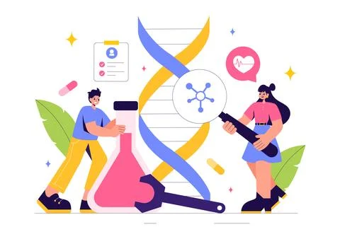 Biohack Vector Illustration Featuring Technological Processes of Biohacking.. Stock Illustration