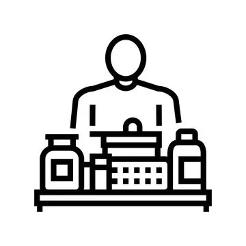Biohacker desk supplements line icon vector illustration Stock Illustration