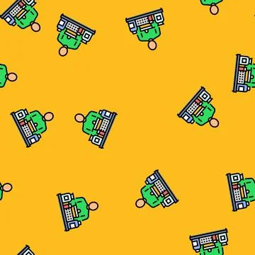 Biohacker desk supplements vector seamless pattern Illustrazione stock