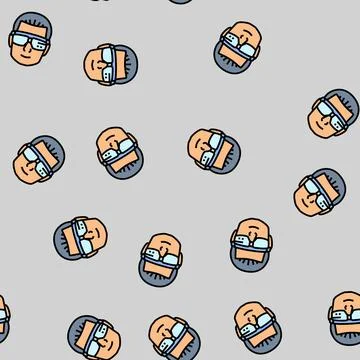 Biohacker wearing smart glasses vector seamless pattern Stock Illustration