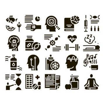 Biohacking Collection Elements Icons Set Vector イラスト素材