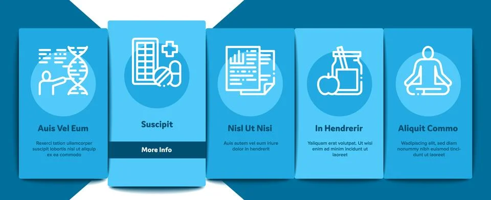 Biohacking Onboarding Elements Icons Set Vector Ilustración de archivo