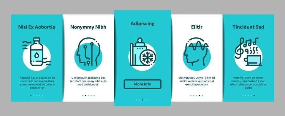 Biohacking Onboarding Elements Icons Set Vector Stock Illustration