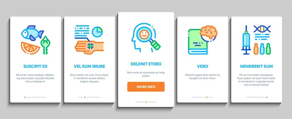 Biohacking Onboarding Elements Icons Set Vector Illustrazione stock