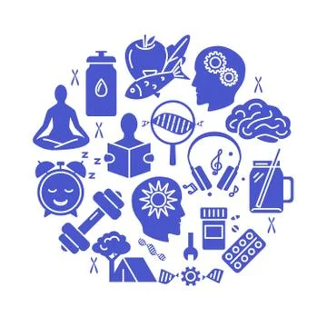 Biohacking round concept banner in flat style Stock Illustration