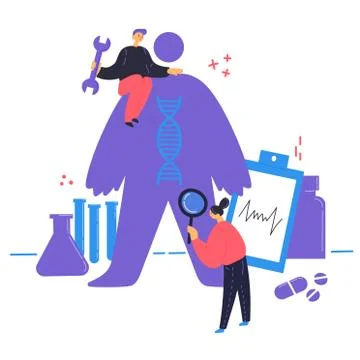 Biohacking vector illustration.Flat characters Stock Illustration