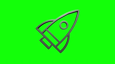 Biohazard 3D silver rocket icon isolated on green background. Rocket bomb flies Video stock 153820213