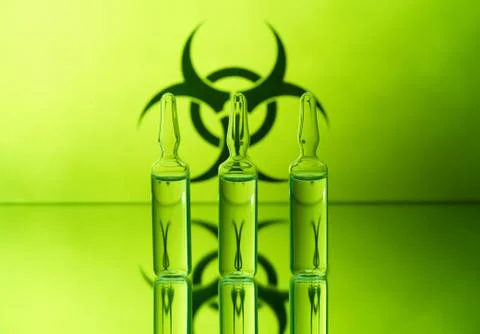 Biohazard and ampules Stock Photos