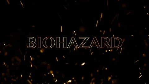 Biohazard. Burning text symbol in hot fire on black background 스톡 동영상 123731405