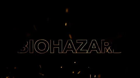 Biohazard . Burning text symbol in hot fire on black background Stock-Footage 123751653