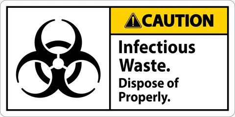 Biohazard Caution Label Infectious Waste, Dispose Of Properly Stock Illustration