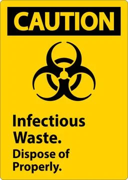 Biohazard Caution Label Infectious Waste, Dispose Of Properly Stock Illustration