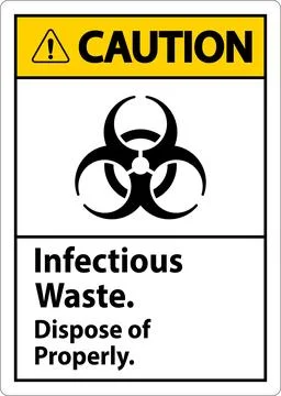 Biohazard Caution Label Infectious Waste, Dispose Of Properly Stock Illustration