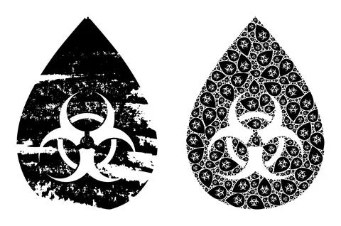 Biohazard Drop Icon Recursive Mosaic and Grunge Textured Icon Stock Illustration