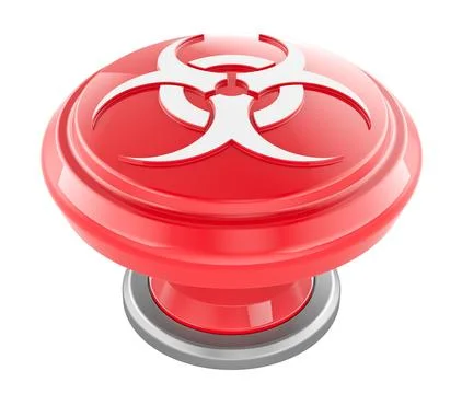 Biohazard emergency, red button. 3D rendering Stock Illustration
