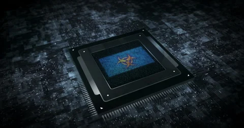 Biohazard flag on computer cpu Stock Footage 328522469