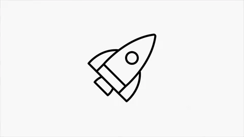 Biohazard glitch rocket icon isolated on green background. Rocket bomb flies Stock Footage 153841668