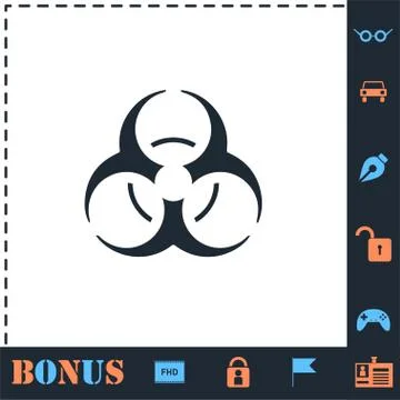 Biohazard icon flat Stock Illustration