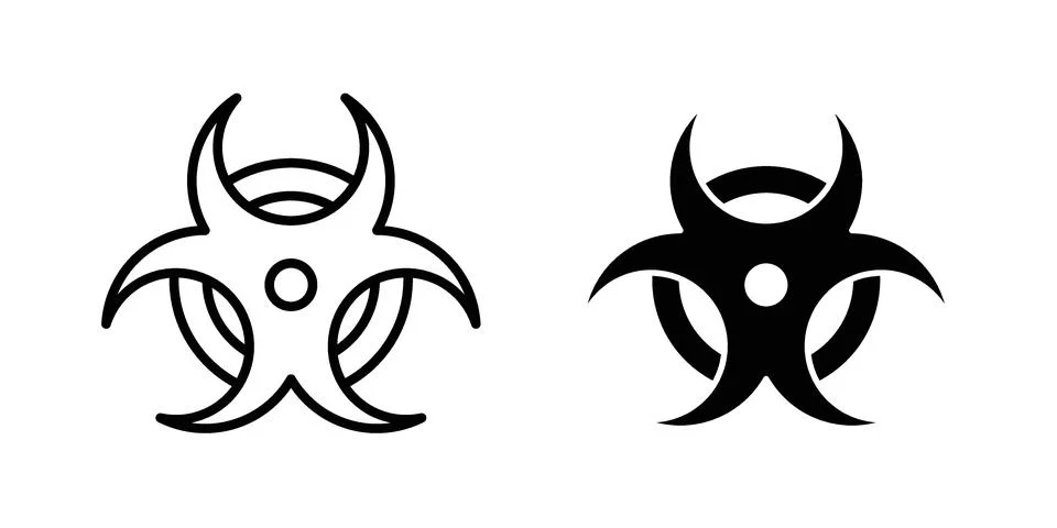 Biohazard icon silhouette vector set. thin line pack Stock Illustration
