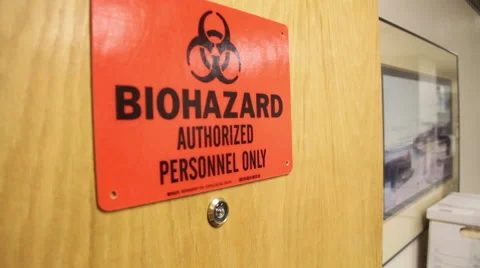 Biohazard ign on door Vídeo Stock 55879043