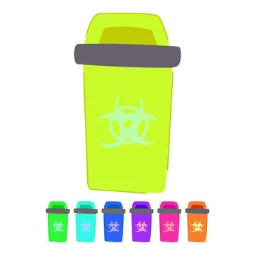 Biohazard medical waste bin vector cartoon graphic Illustrazione stock