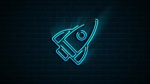 Biohazard neon rocket icon isolated on green background. Rocket bomb flies down Stock Footage 153830257